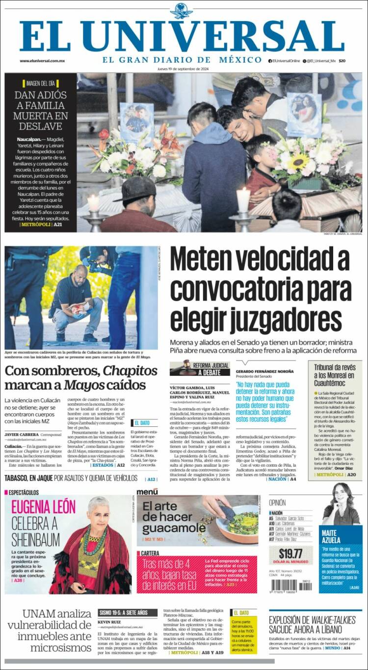 Portada de El Universal (M&eacute;xico)