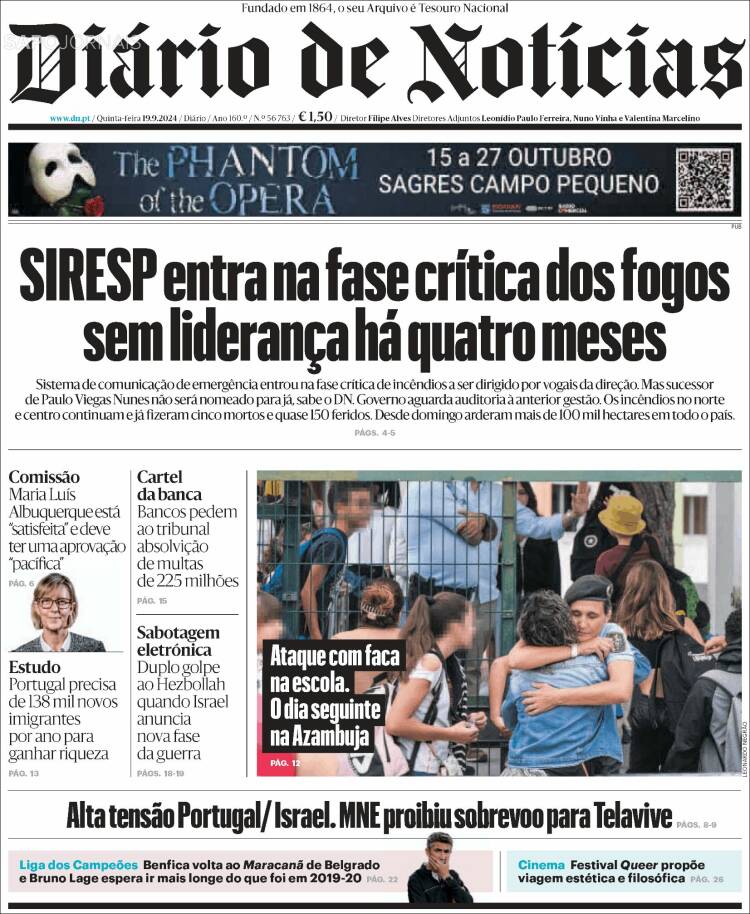 Portada de Diário de Noticias (Portugal)