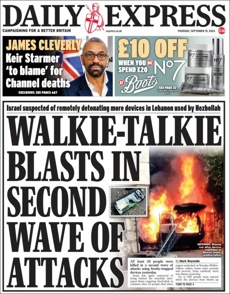 Portada de Daily Express (Reino Unido)