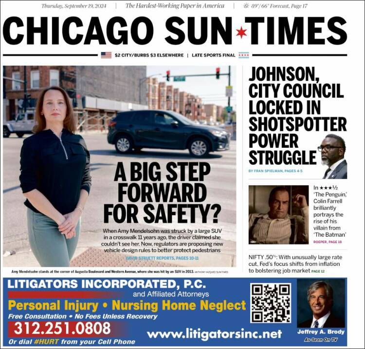 Portada de Chicago Sun-Times (USA)