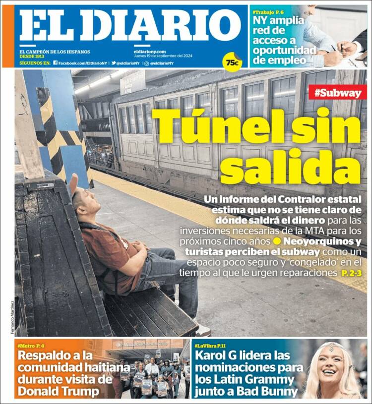 Portada de El Diario NY (USA)