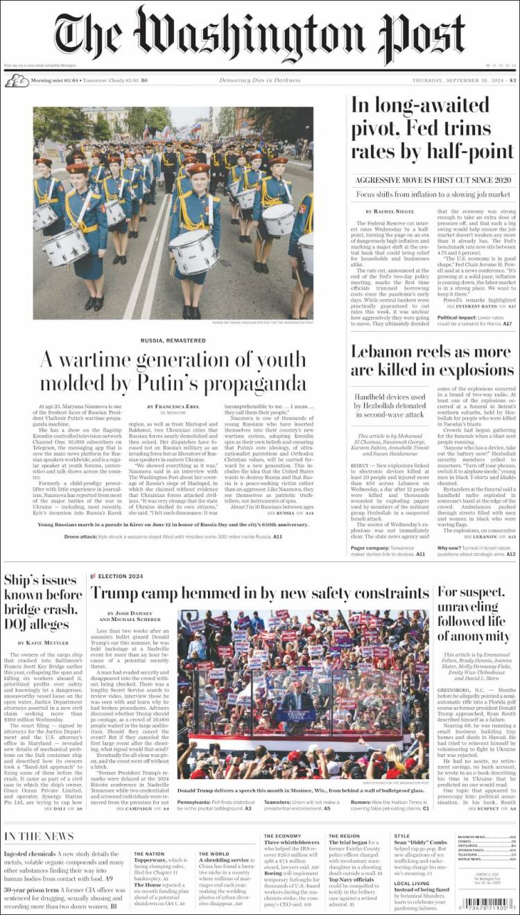 Portada de The Washington Post (USA)