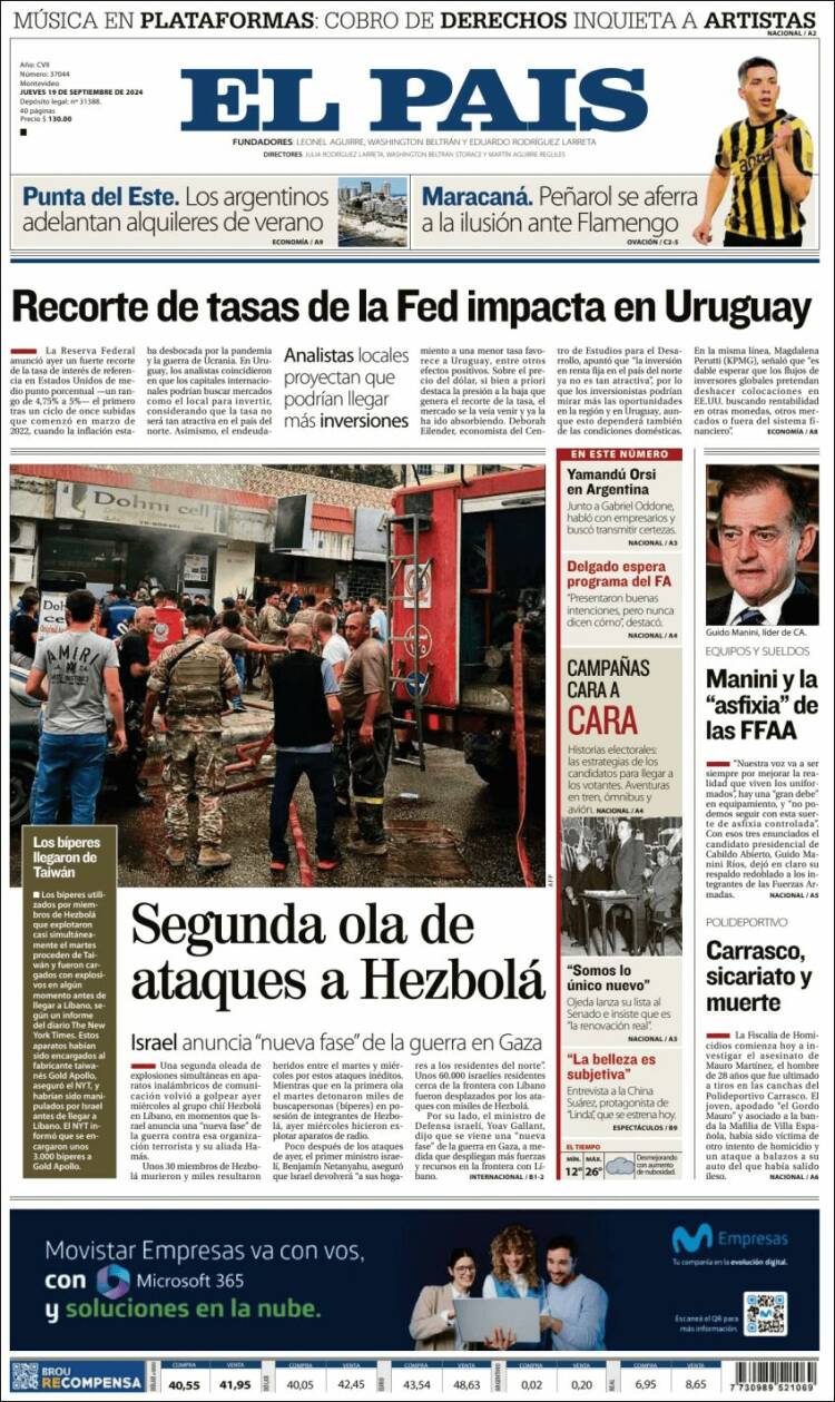 Portada de El País (Uruguay)