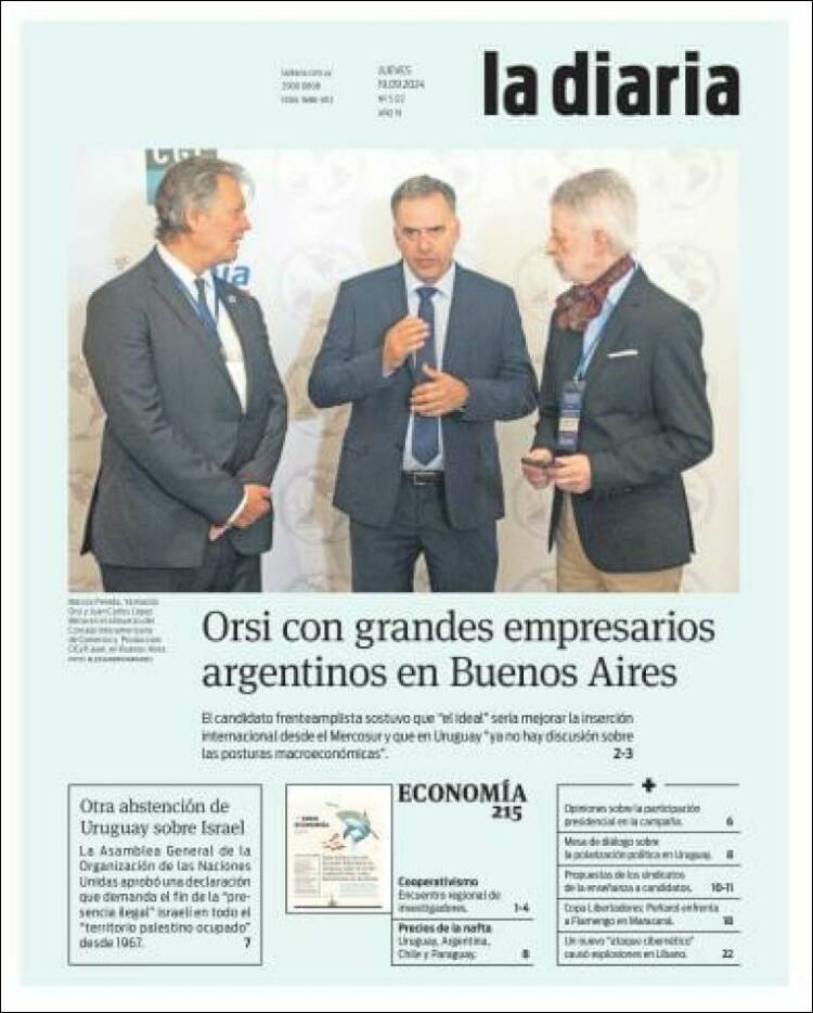 Portada de La Diaria (Uruguay)