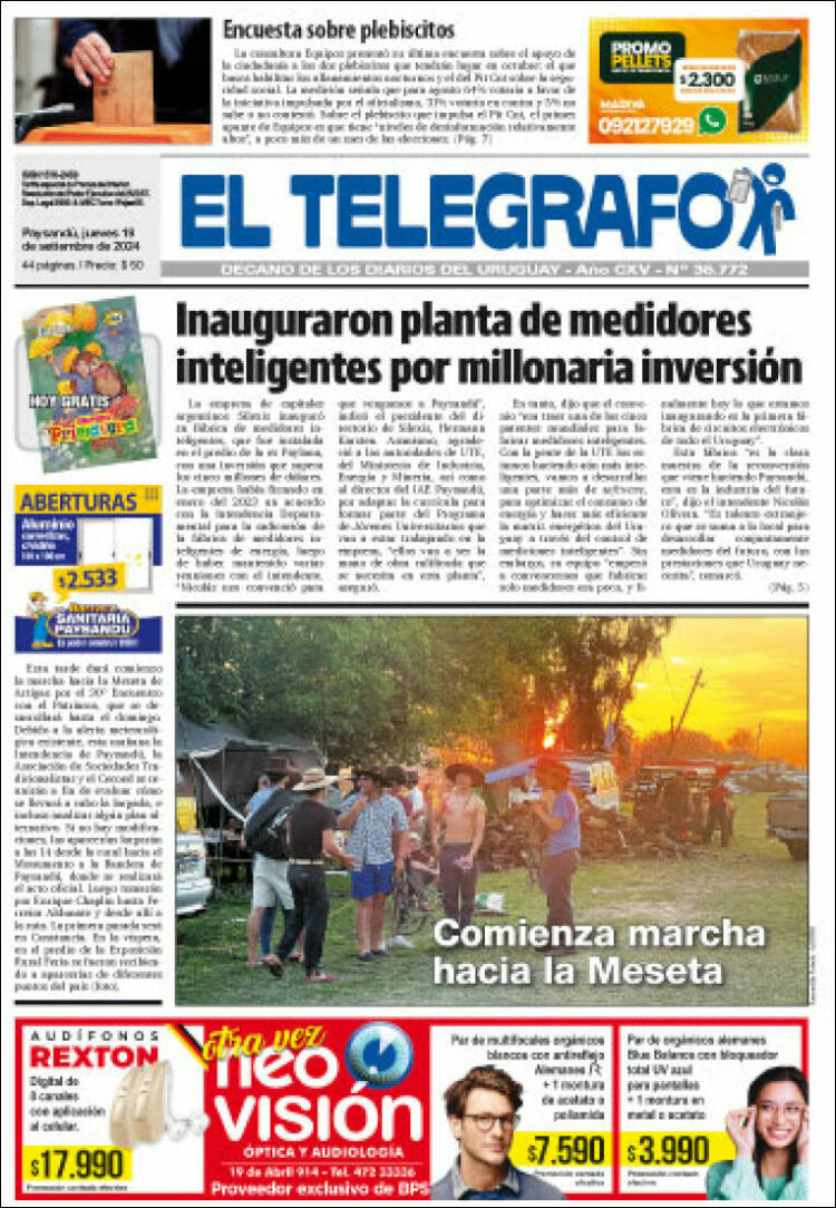 Portada de El Telégrafo (Uruguay)