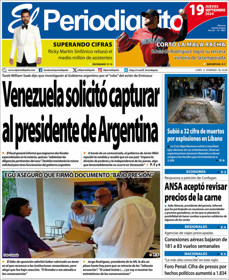 Portada de Periodiquito de Aragua (Venezuela)