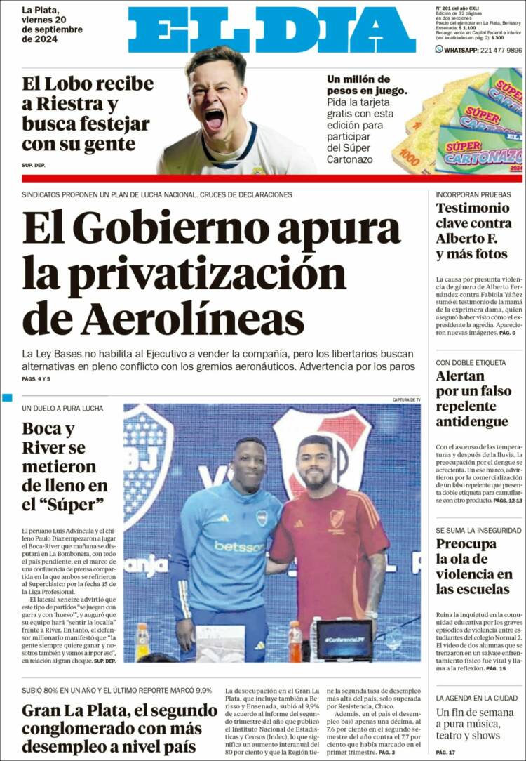 Portada de El Día de la Plata (Argentina)