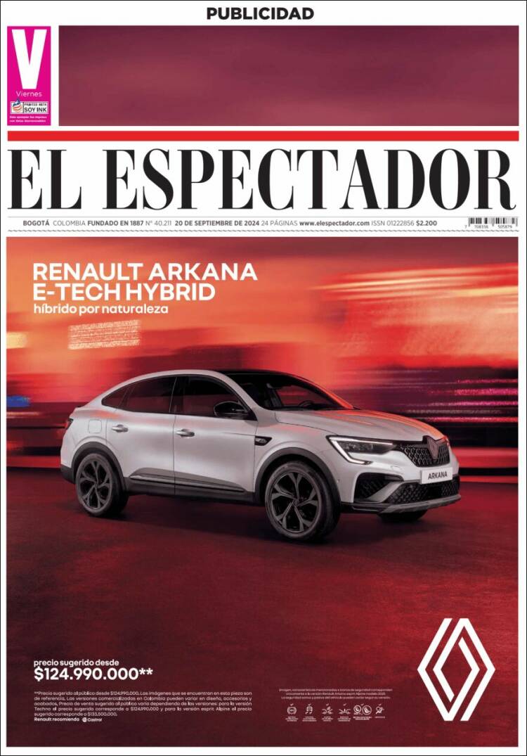 Portada de El Espectador (Colombia)