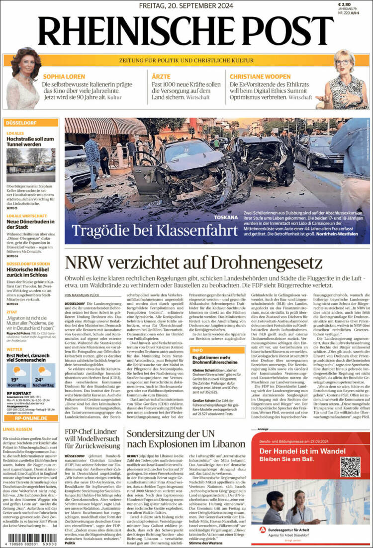 Portada de Rheinische Post (Alemania)