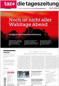 Portada de Die Tageszeitung (Alemania)