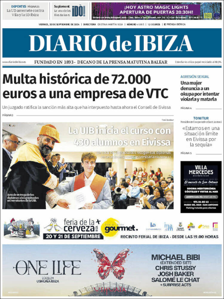 Portada de Diario de Ibiza (España)