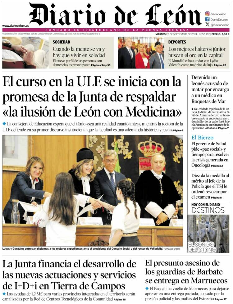 Portada de Diario de León (España)