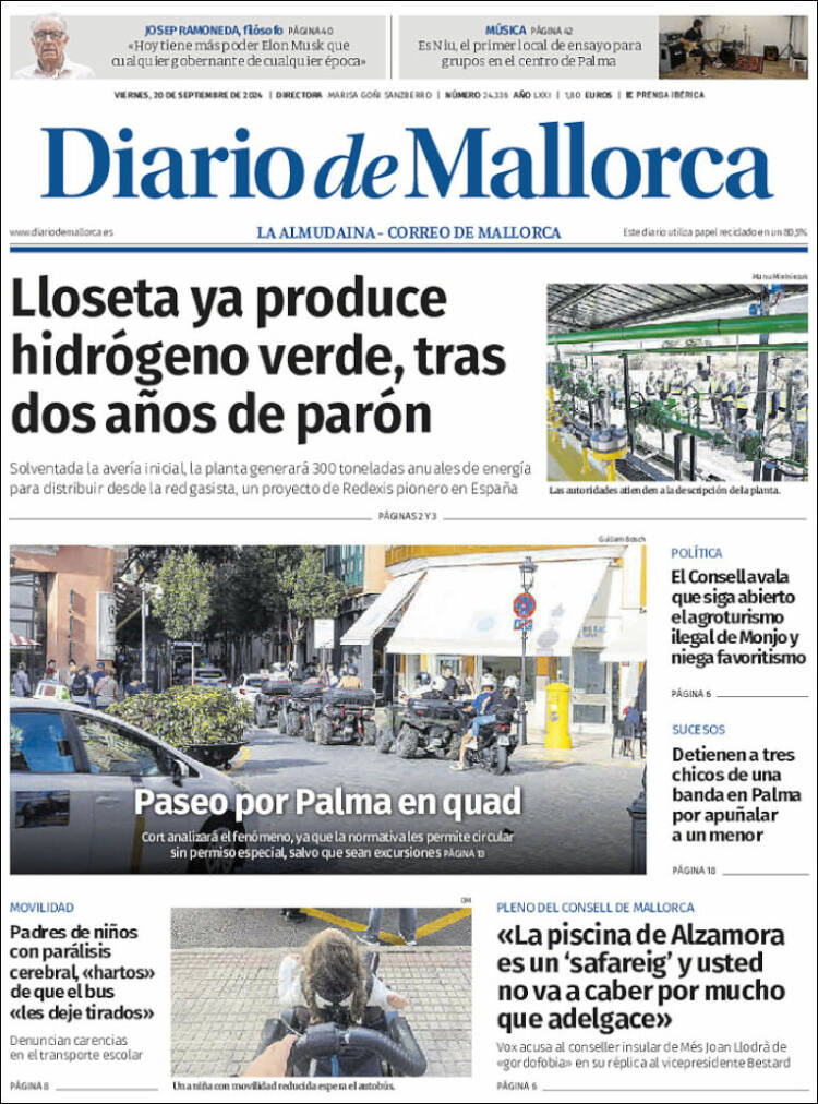Portada de Diario de Mallorca (España)