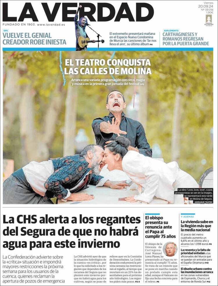 Portada de La Verdad de Murcia (España)