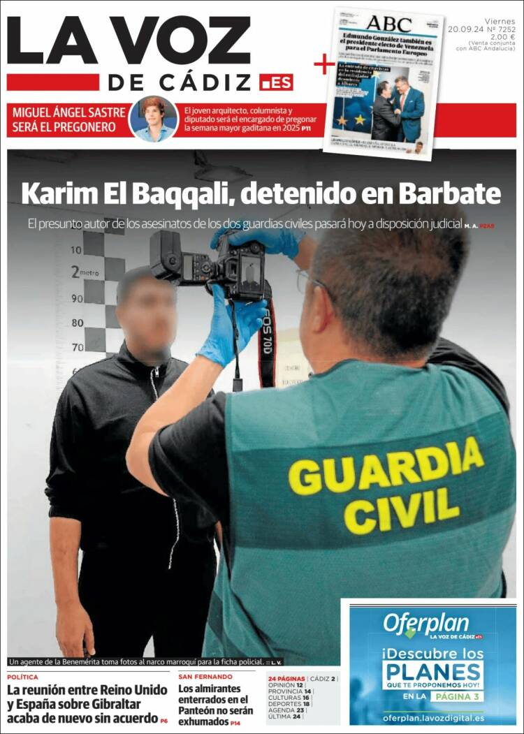 Portada de La Voz de Cádiz (España)