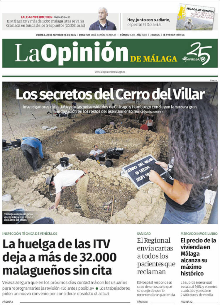 Portada de La Opinión de Málaga (España)