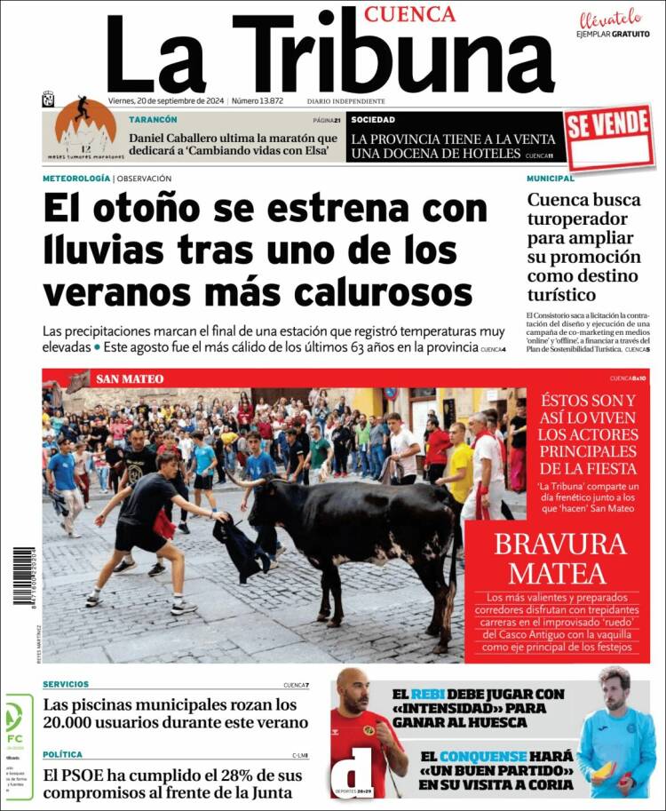 Portada de La Tribuna de Cuenca (España)