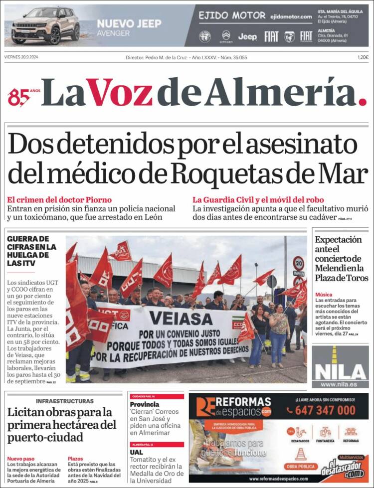 Portada de La Voz de Almería (España)