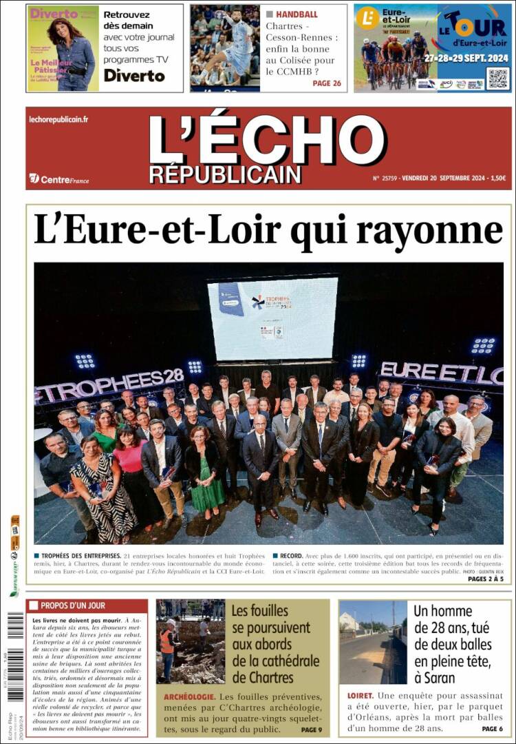 Portada de L'Echo Républicain (Francia)