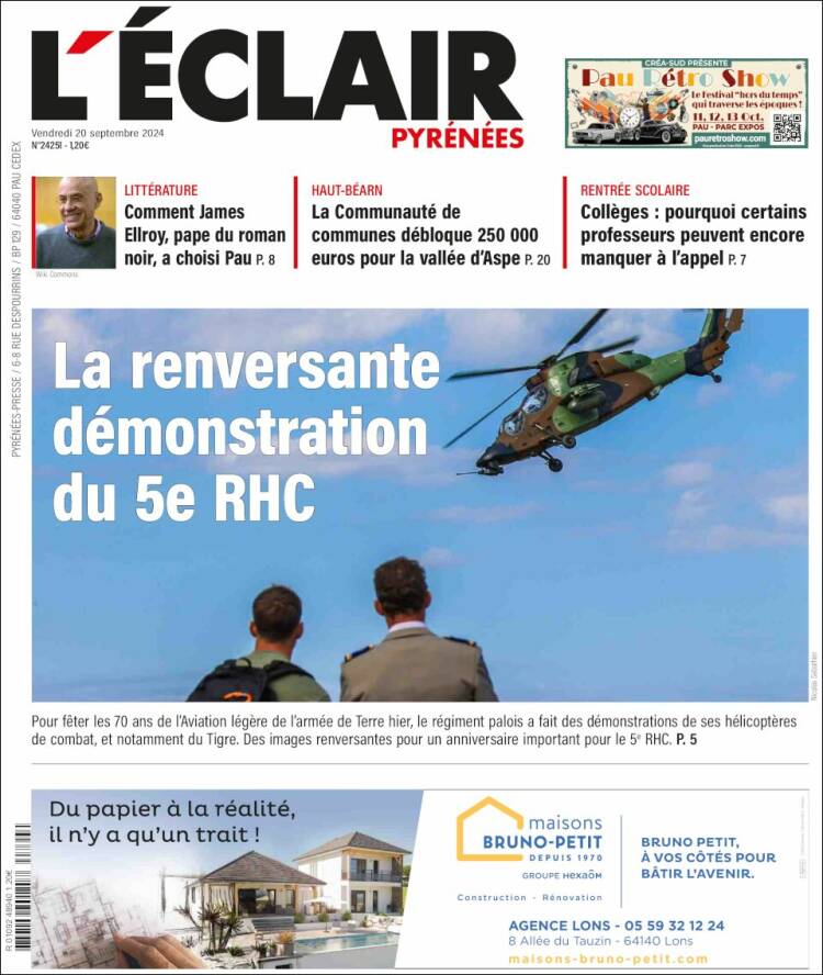 Portada de L'Eclair des Pyrénées (Francia)