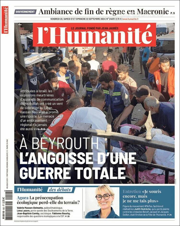 Portada de l'Humanite (Francia)