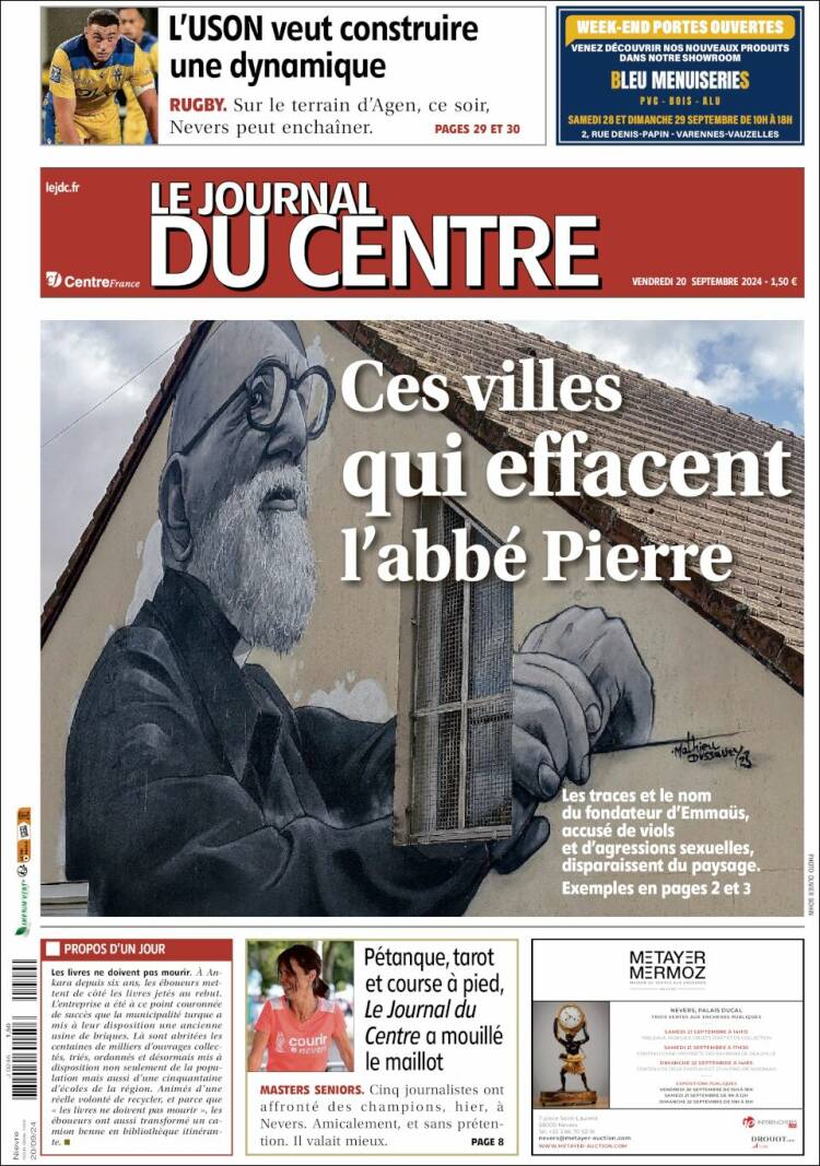 Portada de Le Journal du Centre (Francia)