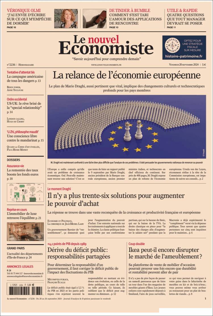 Portada de Le nouvel Economiste (Francia)