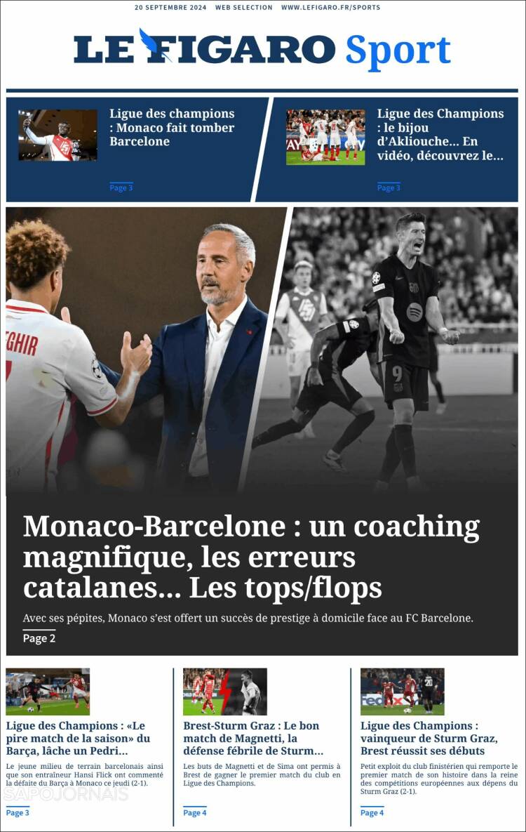 Portada de Le Figaro Sport (Francia)