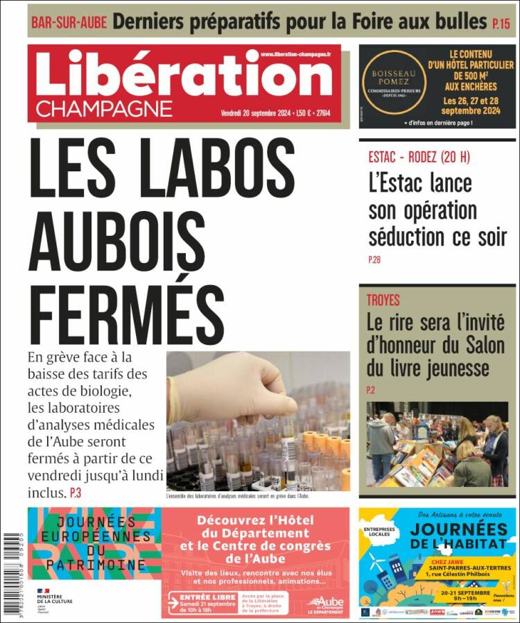 Portada de Libération Champagne (Francia)