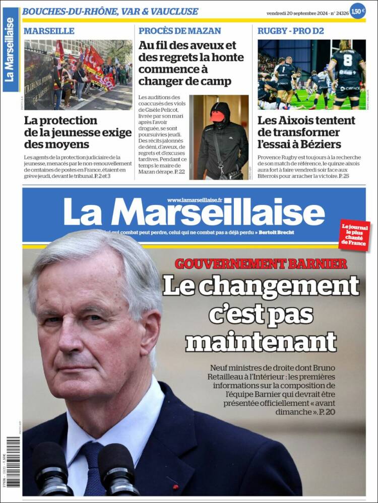 Portada de La Marseillaise (Francia)