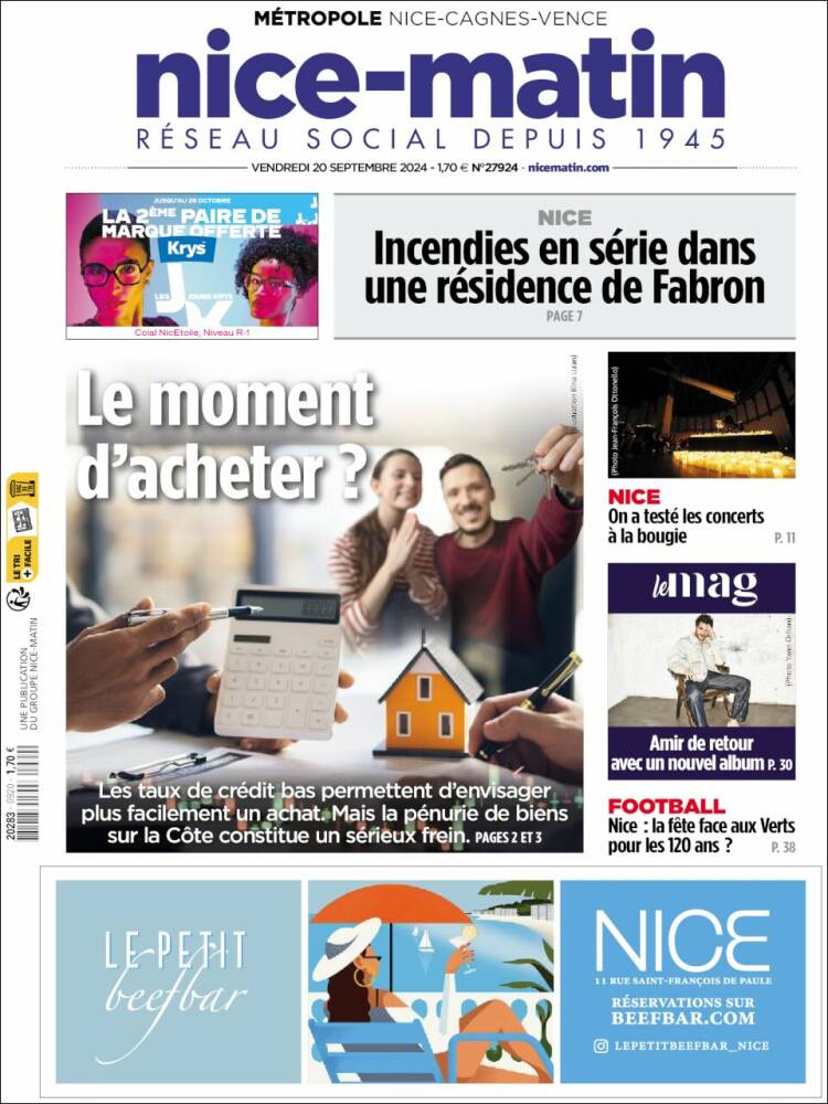 Portada de Nice-Matin (Francia)