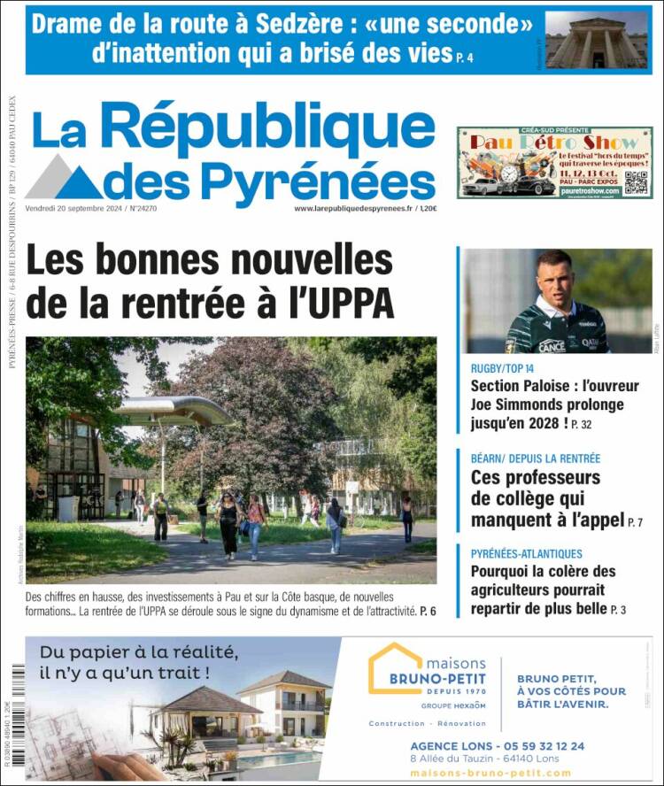 Portada de La République des Pyrénées (Francia)