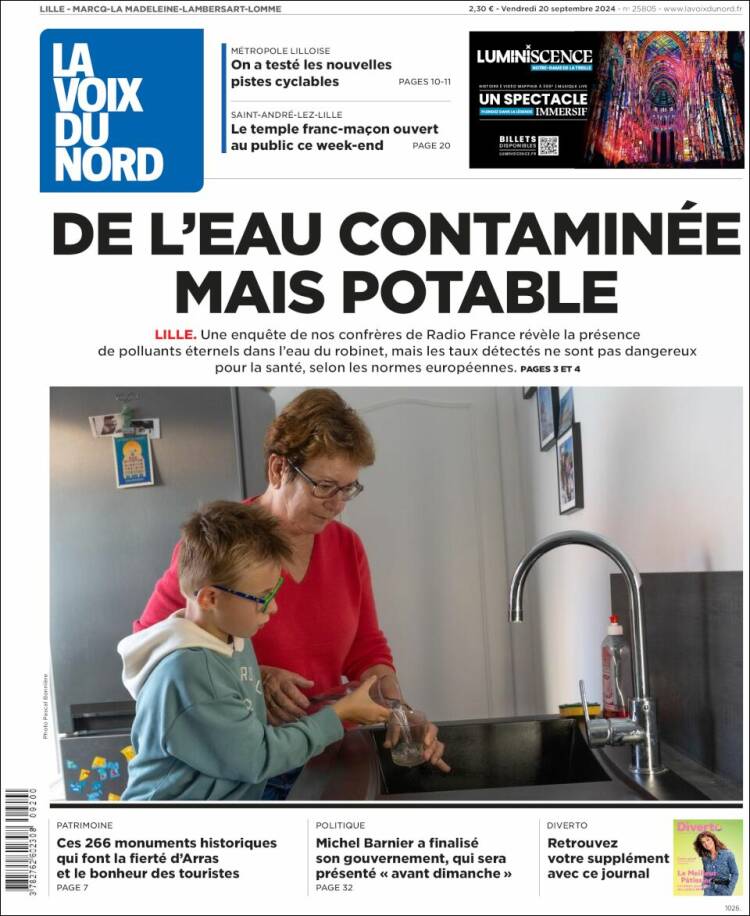 Portada de La Voix du Nord (Francia)