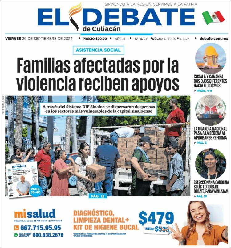 Portada de El Debate de Culiacán (Mexique)