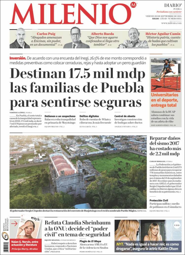 Portada de Milenio de Puebla (M&eacute;xico)