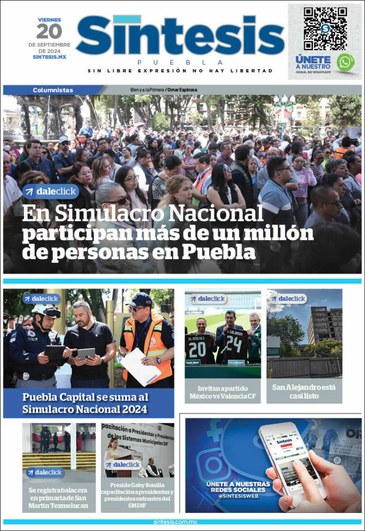 Portada de Síntesis - Puebla (M&eacute;xico)