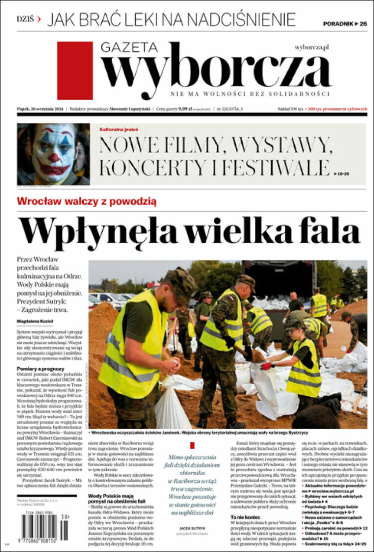 Portada de Gazeta Wyborcza (Polonia)