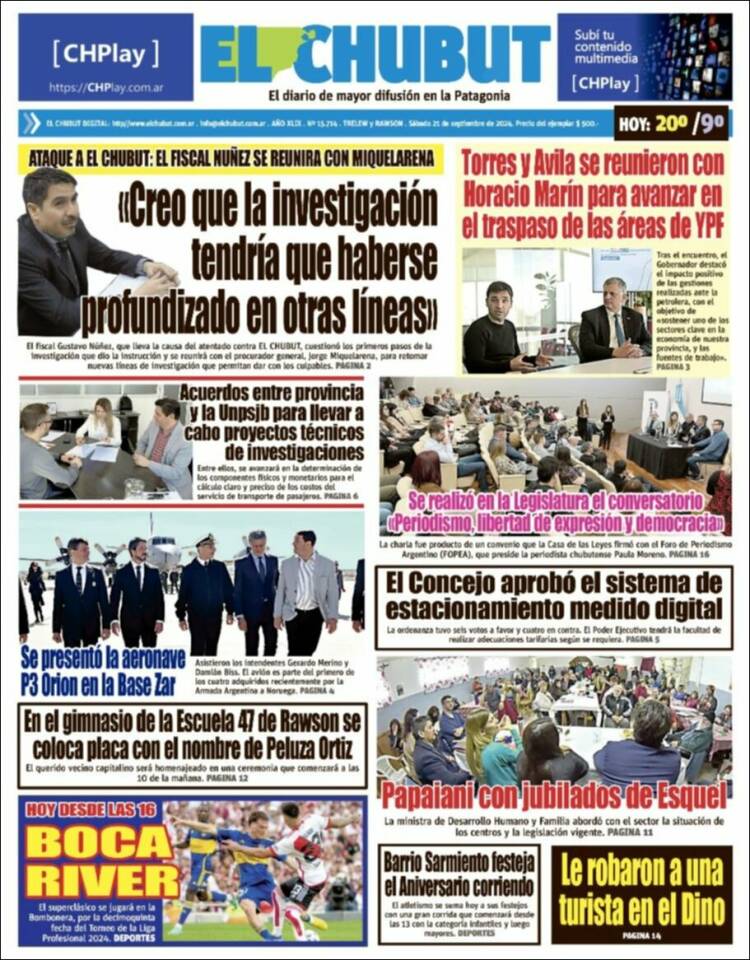 Portada de El Chubut (Argentina)