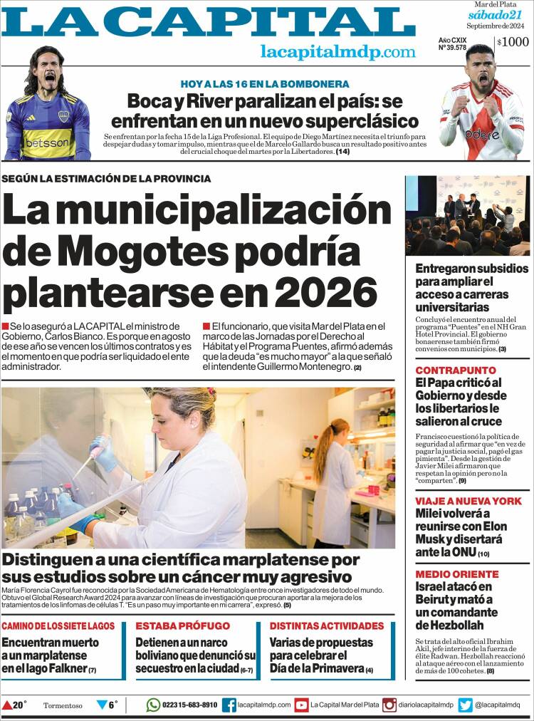 Portada de Diario La Capital - Mar del Plata (Argentina)