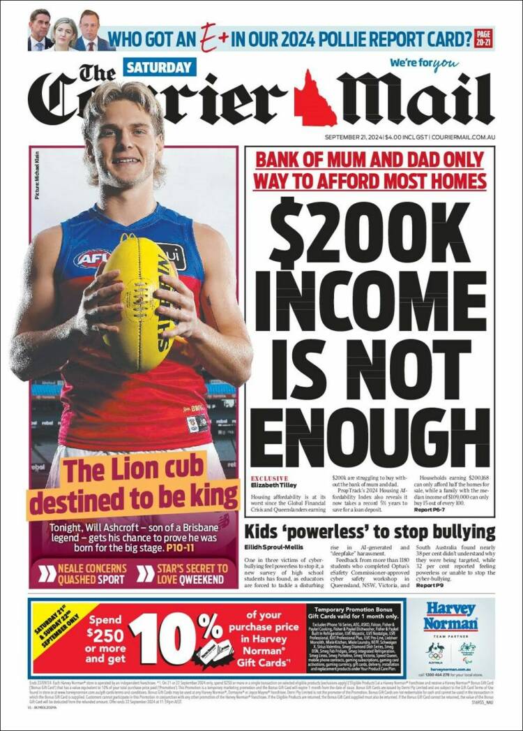 Portada de The Courier-Mail (Australia)