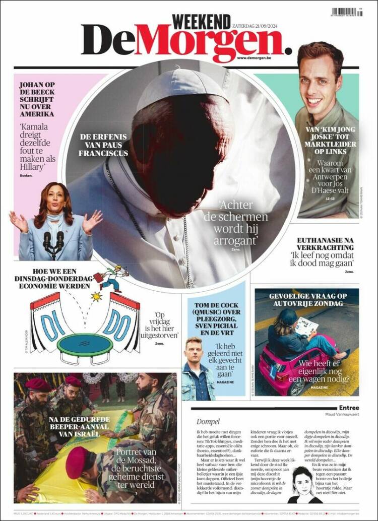 Portada de De Morgen (B&eacute;lgica)