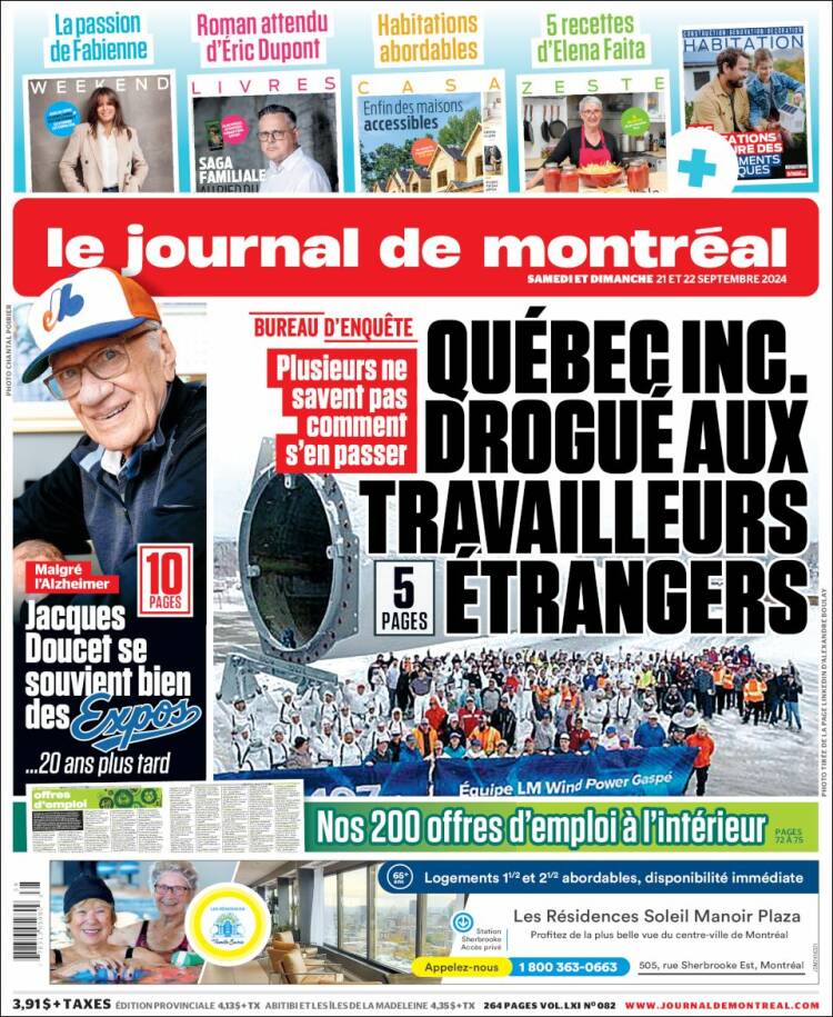 Portada de Le Journal de Montréal (Canadá)