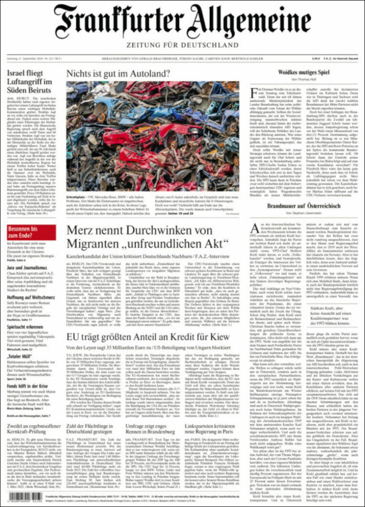 Portada de Frankfurter Allgemeine (Alemania)