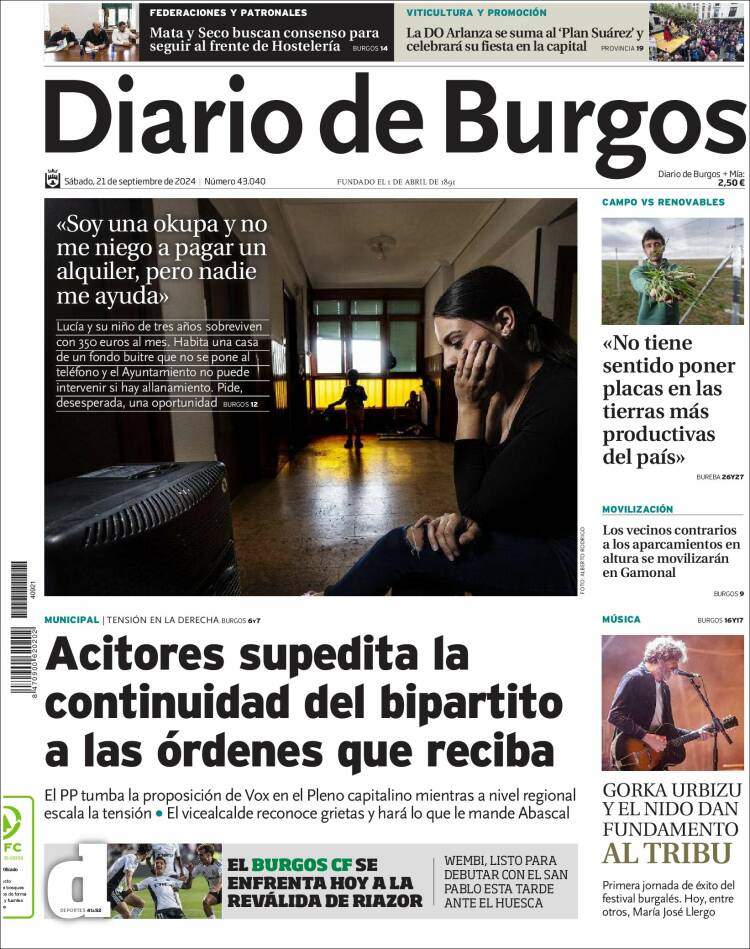 Portada de Diario de Burgos (España)