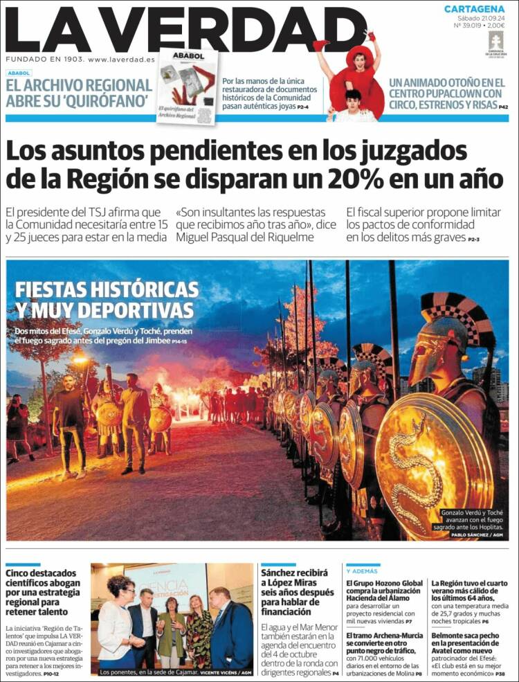 Portada de La Verdad de Cartagena (España)