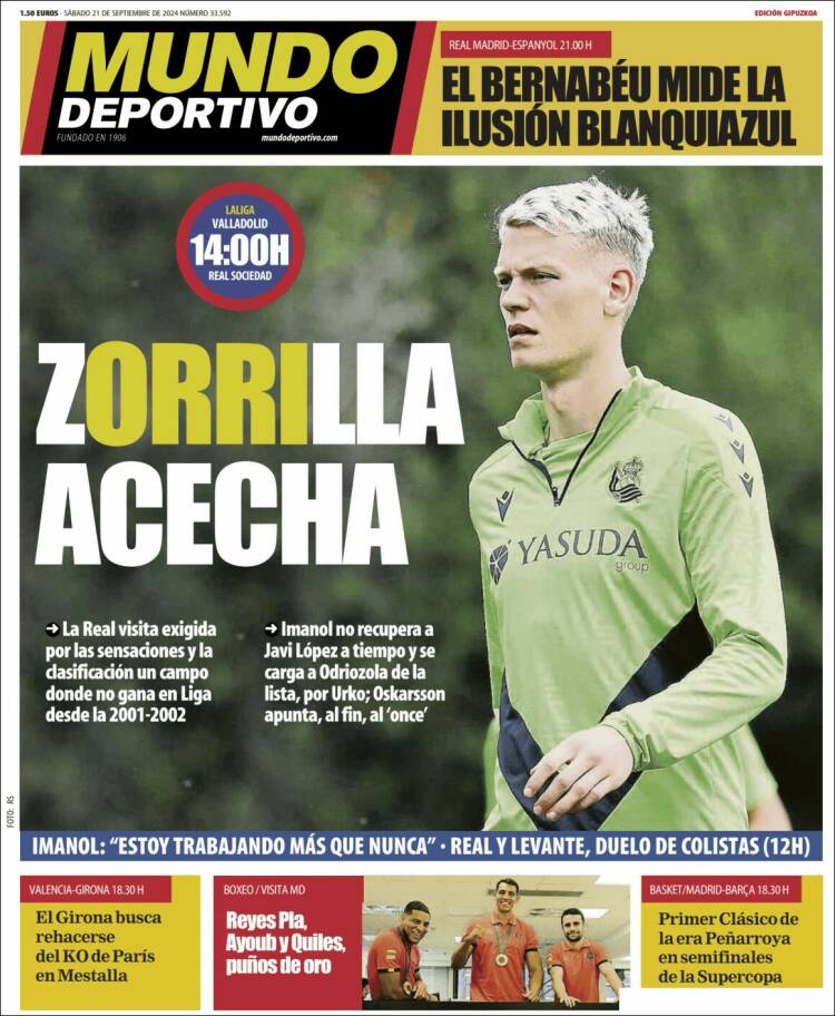 Portada de Mundo Deportivo Gipuzkoa (España)