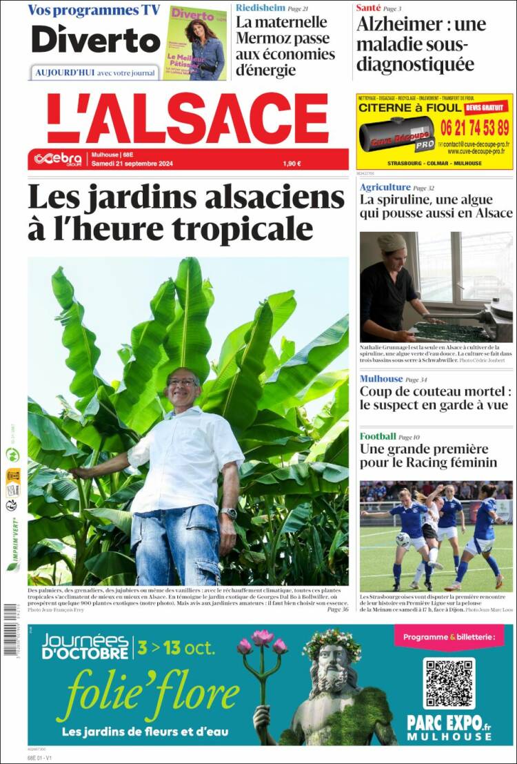Portada de Journal L'Alsace (Francia)