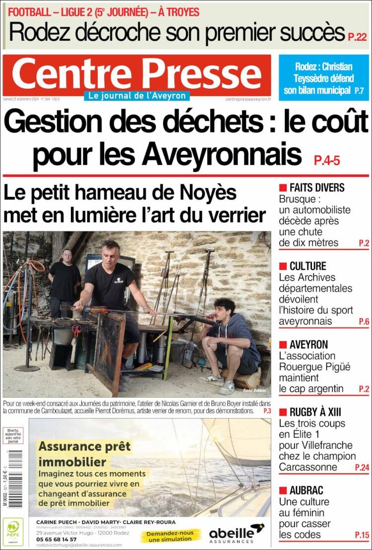 Portada de Centre Presse (Francia)