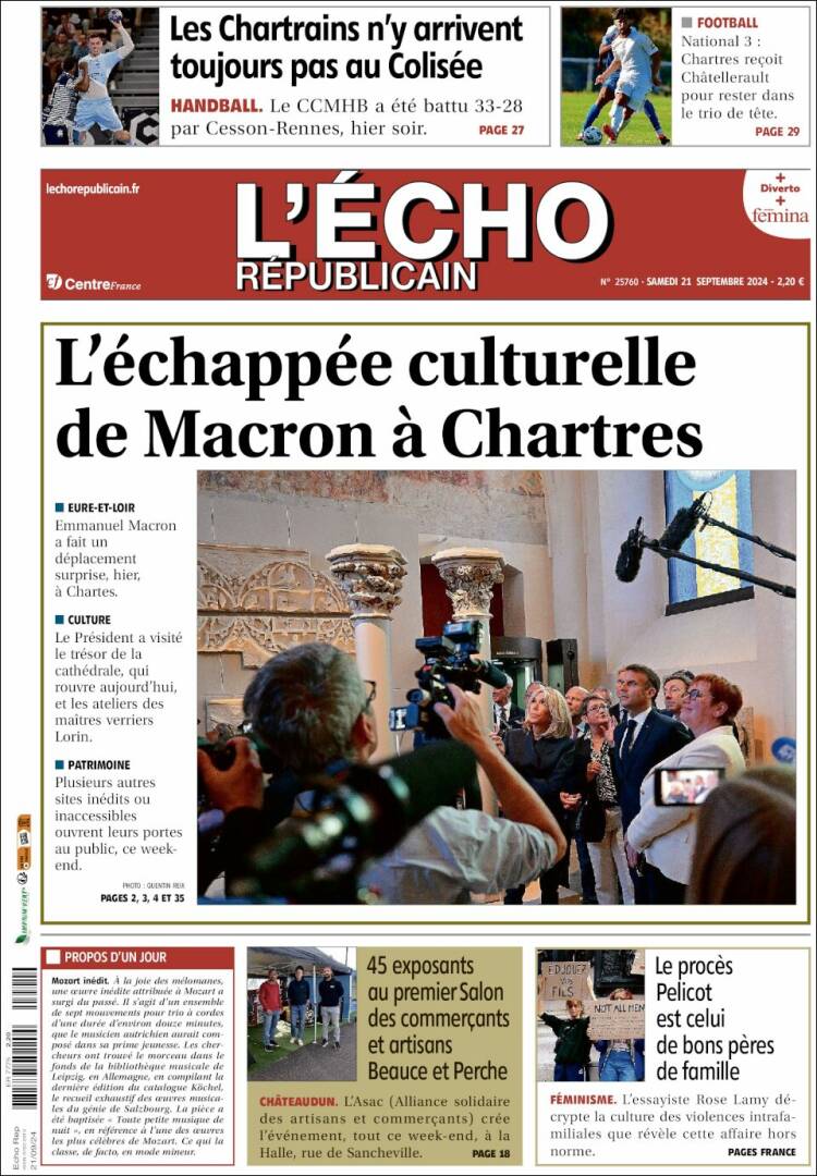 Portada de L'Echo Républicain (Francia)