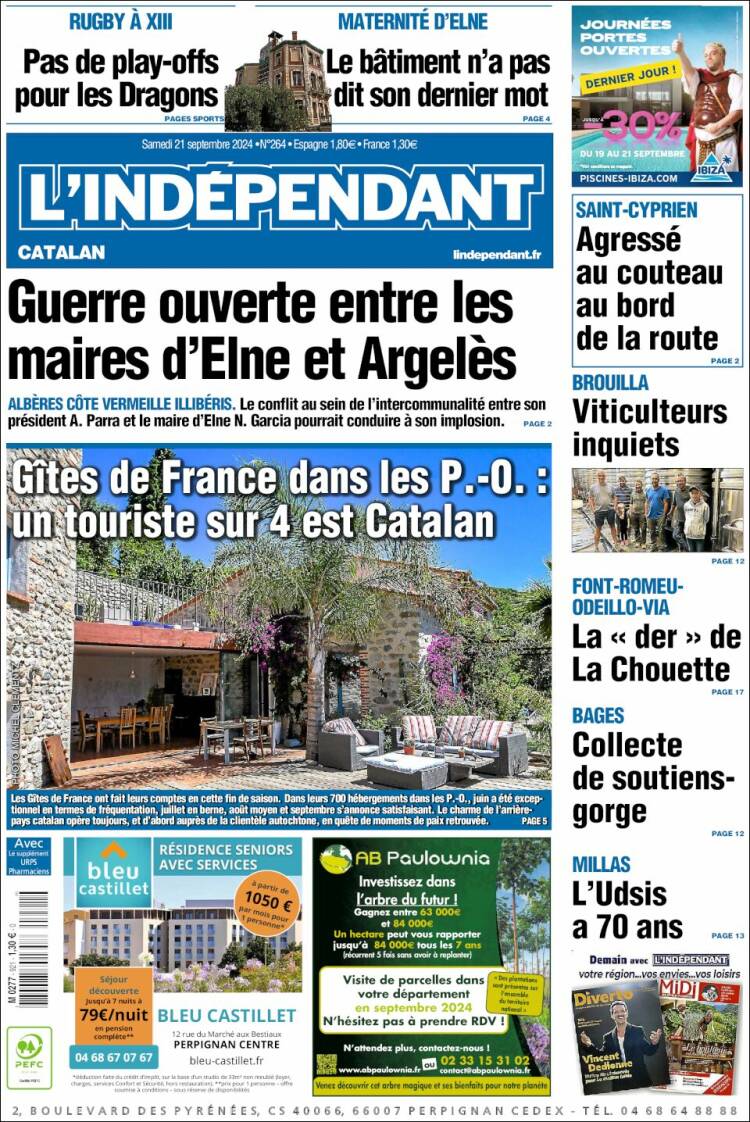 Portada de Le Indépendant (Francia)